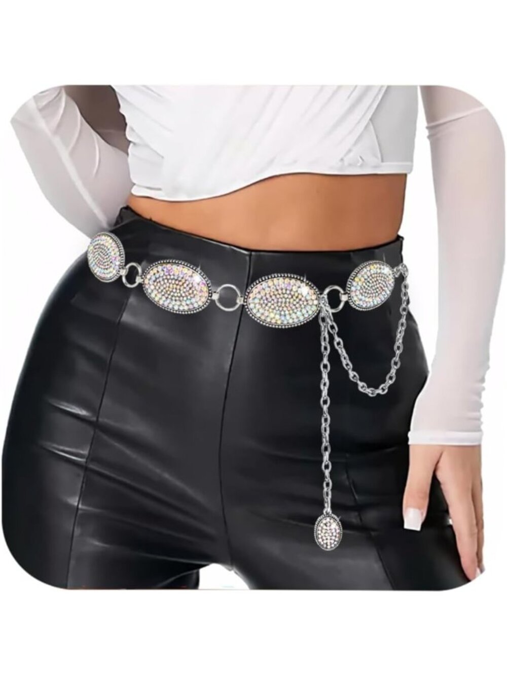 Rhinestone Concho Western Belt for Women | Stylish Cowgirl Chain Accessory